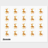 Geanimeerde Giraffe Klassieke ronde Sticker (Vel)