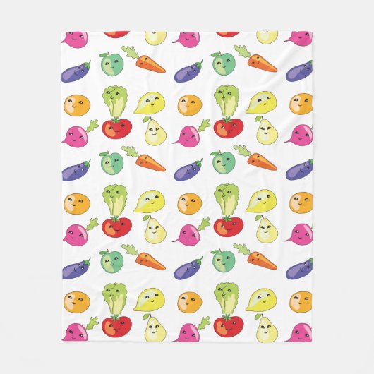geanimeerde groenten en fruit fleece deken (Voorkant)