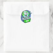 Geanimeerde grondrecycling ronde sticker (Tas)
