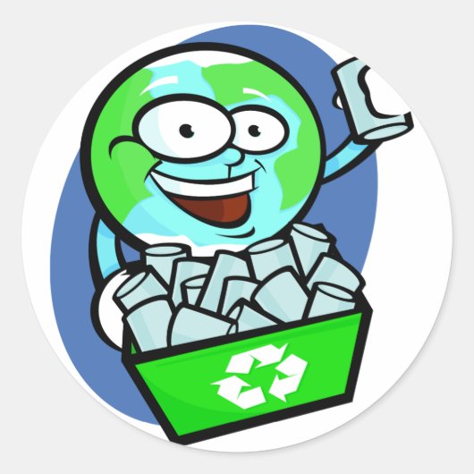Geanimeerde grondrecycling ronde sticker (Voorkant)