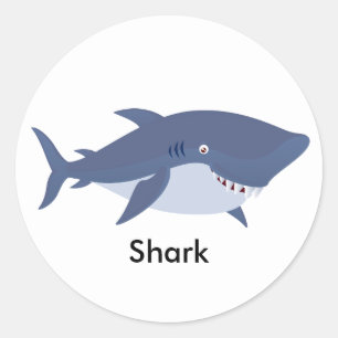 Geanimeerde haai ronde sticker