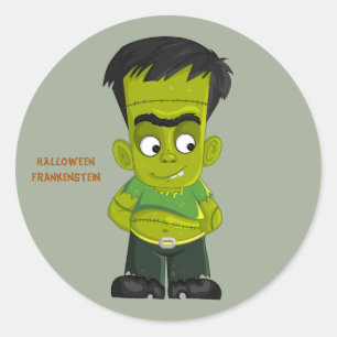 Geanimeerde Halloween Frankenstein Ronde Sticker