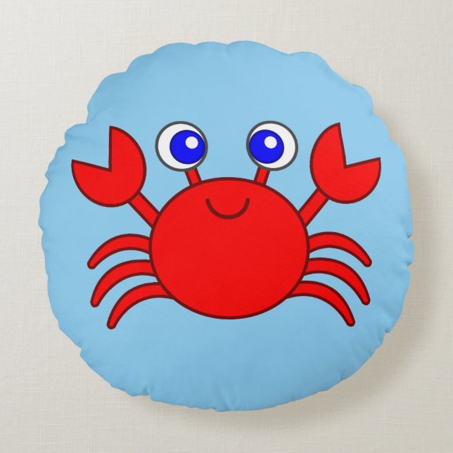 Geanimeerde Happy Red Crab Rond Kussen (Voorkant)