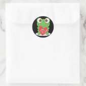 Geanimeerde Happy Valentine's Day Frog Ronde Sticker (Tas)