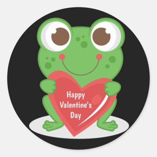 Geanimeerde Happy Valentine's Day Frog Ronde Sticker (Voorkant)