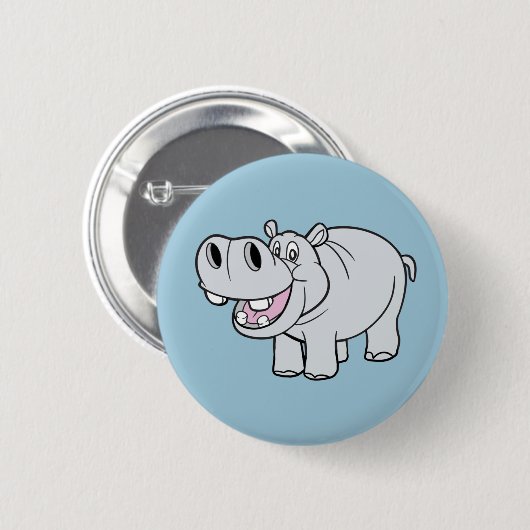 Geanimeerde Hippo-Button Ronde Button 5,7 Cm (Voorkant /achterkant)