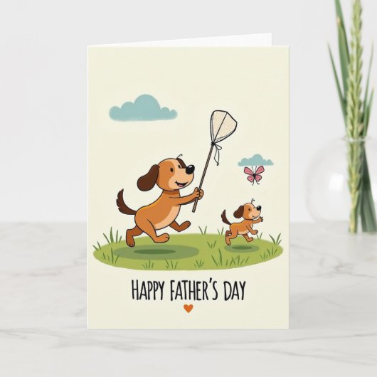 Geanimeerde honden vadersdagkaart kaart (Voorkant)