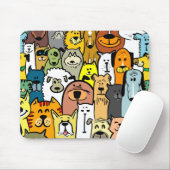 Geanimeerde illustraties van honden en katten muismat (Met muis)