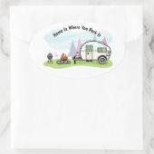 Geanimeerde kampeerwagen ovale sticker (Tas)