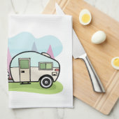 Geanimeerde kampeerwagen theedoek (Quarter Fold)