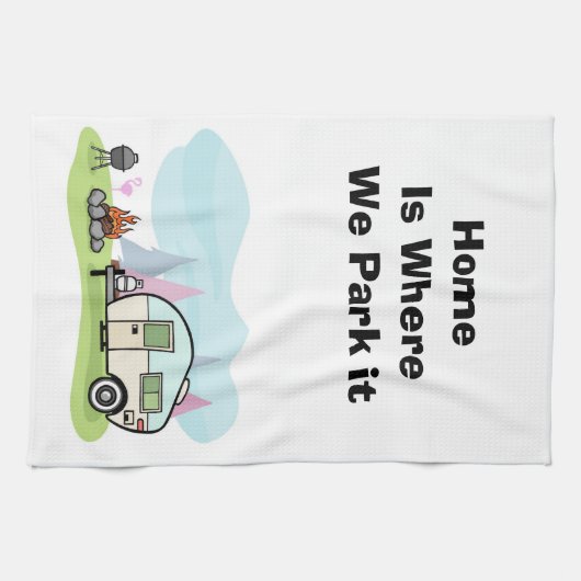 Geanimeerde kampeerwagen theedoek (Horizontaal)