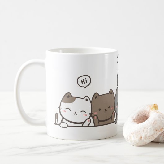 Geanimeerde Kat Mok - schattige kat mok cadeau (Met donut)