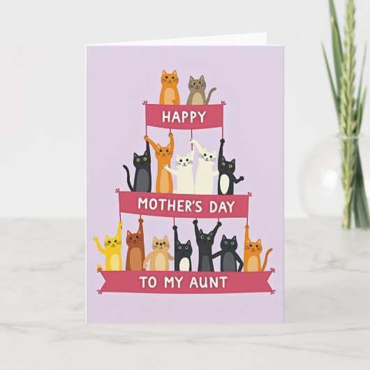 Geanimeerde katten Moederdag kaart (Voorkant)