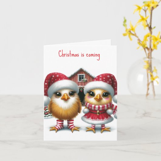 Geanimeerde kerst kuikens Kaart (Gele Bloem)