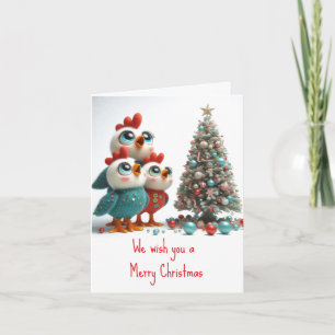 Geanimeerde Kerstkaart van Kippenfamilie Kaart