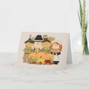 Geanimeerde kinderen op Thanksgivingdag Feestdagen Kaart