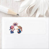 Geanimeerde kinderen van 4 juli etiket (Insitu)