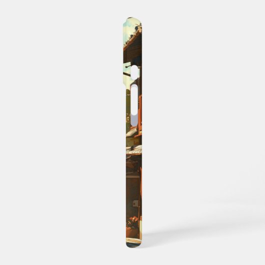 Geanimeerde medespreeuw iPhone 16 hoesje (Linkerkant)