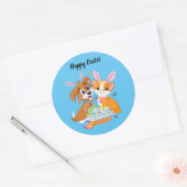 Geanimeerde Oosterse kat en hond Ronde Sticker (Envelop)