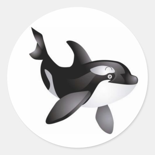 Geanimeerde Orka Whale ronde stok Ronde Sticker (Voorkant)