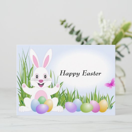 Geanimeerde Pasen Bunny Custom Uitnodiging (Staand voorkant)