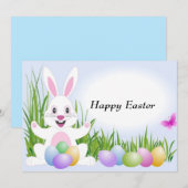 Geanimeerde Pasen Bunny Custom Uitnodiging (Voorkant / Achterkant)