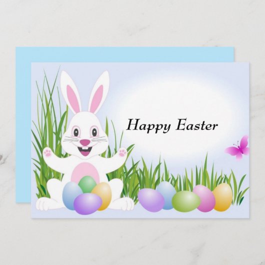 Geanimeerde Pasen Bunny Custom Uitnodiging (Voorkant / Achterkant)