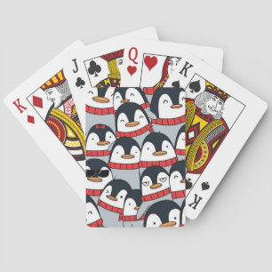 Geanimeerde pinguïns pokerkaarten