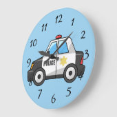 Geanimeerde politieauto grote klok (Hoek)