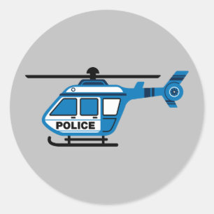 Geanimeerde politiehelikopter ronde sticker