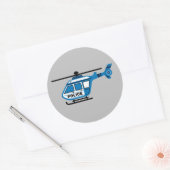 Geanimeerde politiehelikopter ronde sticker (Envelop)