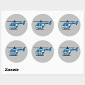 Geanimeerde politiehelikopter ronde sticker (Vel)