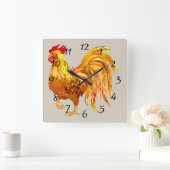 Geanimeerde Rooster Vierkante Klok (Huis)