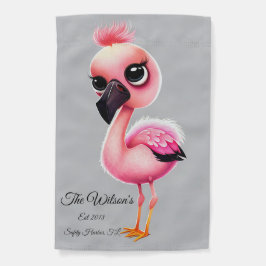 Geanimeerde roze flamingo tuinvlag