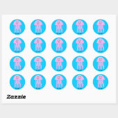 Geanimeerde roze kwal ronde sticker (Vel)
