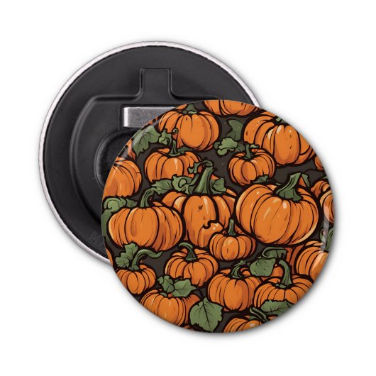 Geanimeerde Schattigee Pompoen Minimalistische Her Button Flesopener (Voorkant)