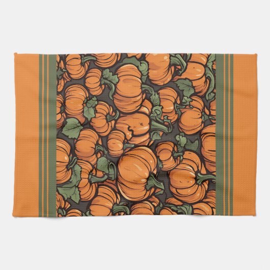 Geanimeerde Schattigee Pompoen Minimalistische Her Theedoek (Horizontaal)
