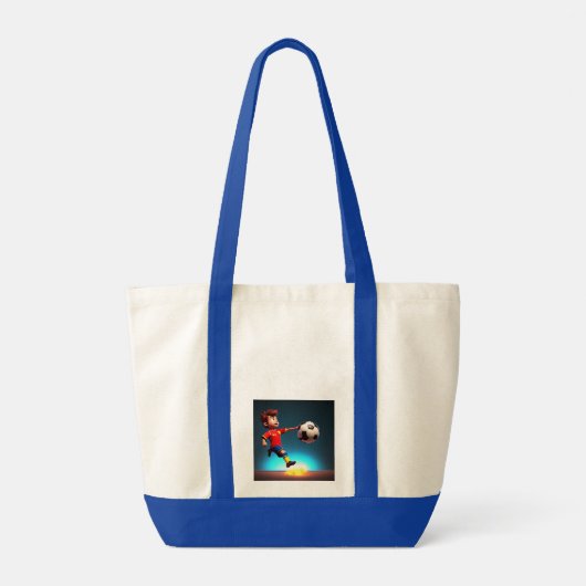 Geanimeerde Speler van de Voetbal met Bal, Canvas  Tote Bag (Achterkant)