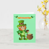 Geanimeerde St. Patrick's Day Leprechaun Kaart (Gele Bloem)