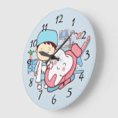 Geanimeerde tandarts met tand grote klok (Hoek)