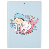 Geanimeerde tandarts met tand klembord (Achterkant)