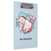 Geanimeerde tandarts met tand klembord (Rechts)