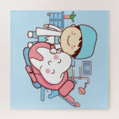 Geanimeerde tandarts met tand legpuzzel (Horizontaal)