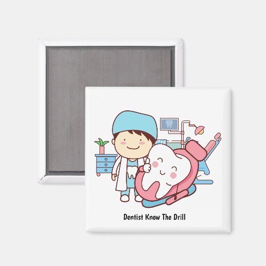 Geanimeerde tandarts met tand magneet (Voorkant / Achterkant)