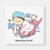 Geanimeerde tandarts met tand magneet (Voorkant)