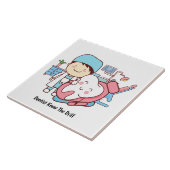 Geanimeerde tandarts met tand tegeltje (Zijkant)