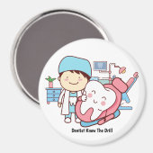 Geanimeerde tandarts met tandmagneet magneet (Voorkant / Achterkant)