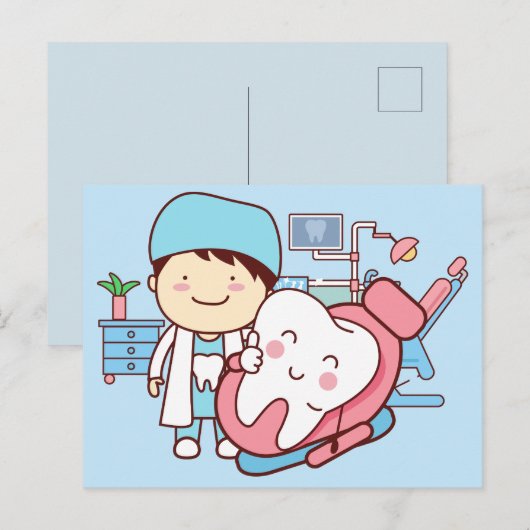 Geanimeerde tandheelkundige achtergrond briefkaart (Voorkant / Achterkant)