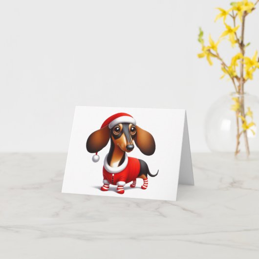 GEANIMEERDE TECKEL KERST KAART (Gele Bloem)