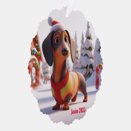 Geanimeerde teckel ornament kaart (Rechts)